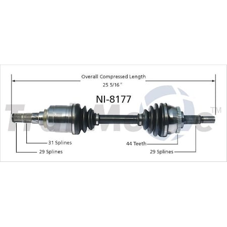 Surtrack Axle Cv Axle Shaft, Ni-8177 NI-8177